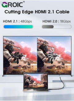 GROIC كابل HDMI 8K 4K بطول 3.3 أقدام، كابل مضفر عالي السرعة من HDMI إلى HDMI 2.1 يدعم 8K عند 60 هرتز، 4K عند 120 هرتز 144 هرتز 48 جيجابت في الثانية متوافق مع أجهزة التلفزيون/PS5/HDTV/Blu-ray  - Image 3