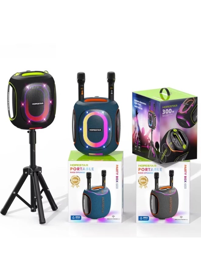 Hopestar Party Box 600 | 300W Max Portable Bluetooth Speaker | 2 Wireless Mics | IPX5 Waterproof | Deep Bass Subwoofer | RGB Lights | TWS | DSP | 30,000mAh Battery | Karaoke Boombox - Image 4