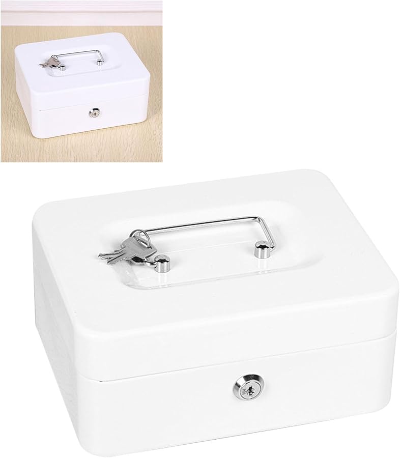 صندوق تخزين معدني مقاوم للحريق كبير السعة مضاد للصدمات للأمان أثناء السفر مع مفتاحين - Image 2