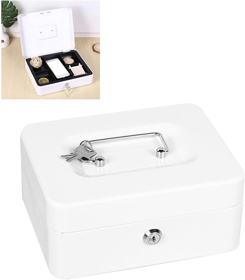 صندوق تخزين معدني مقاوم للحريق كبير السعة مضاد للصدمات للأمان أثناء السفر مع مفتاحين - Image 5