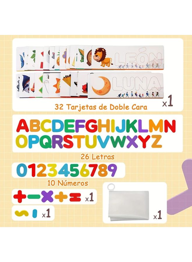 لعبة الإملاء الإسبانية 32 قطعة بطاقات تعليمية خشبية للأحرف الأبجدية لعبة تعليمية للأطفال 3 سنوات - Image 5