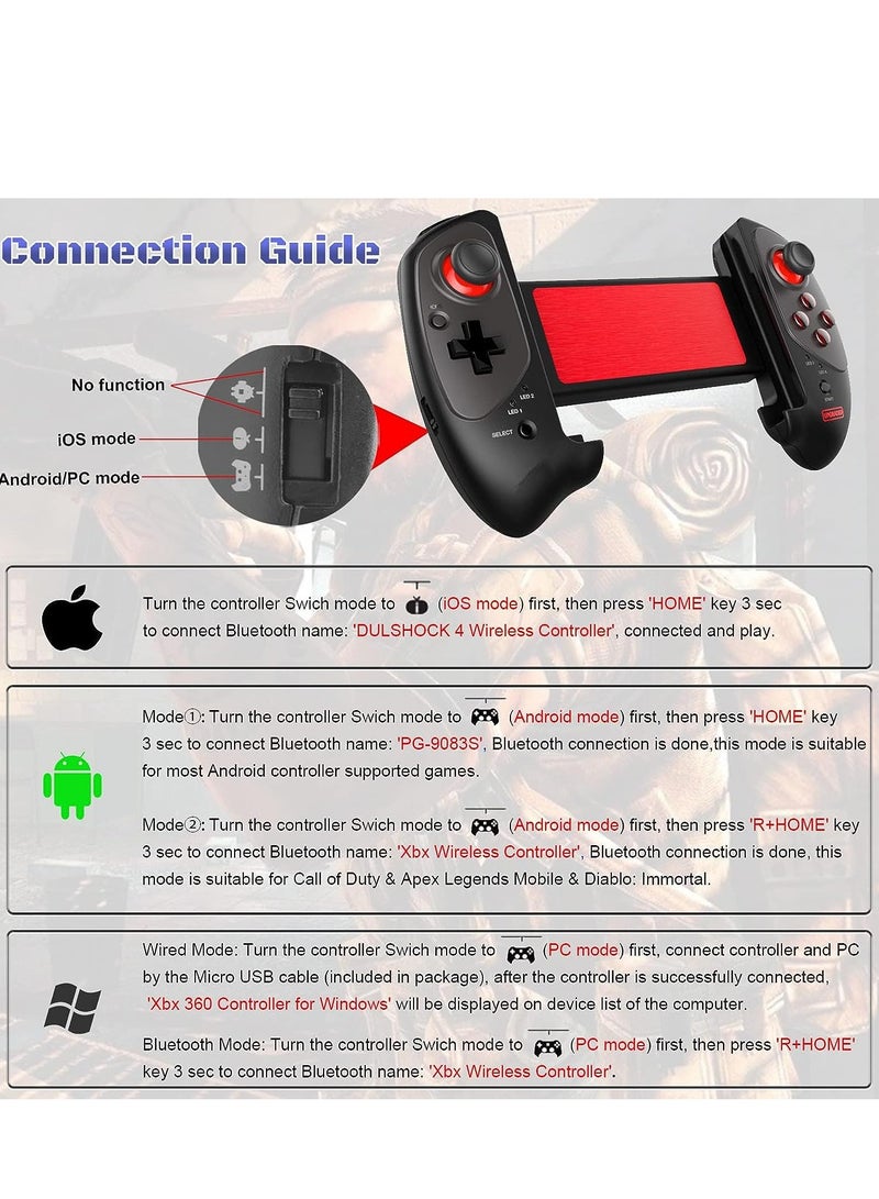 Barakah Gaming Controller for iPad/iPad Mini/iPad Air, iPhone 14/13/12/11, iOS, Tablet Android Gamepad Samsung Galaxy Tab, Huawei MatePad, Yoga Tab[Within 5-11 inch] PC Game Joystick COD, Steam, Black - Image 2