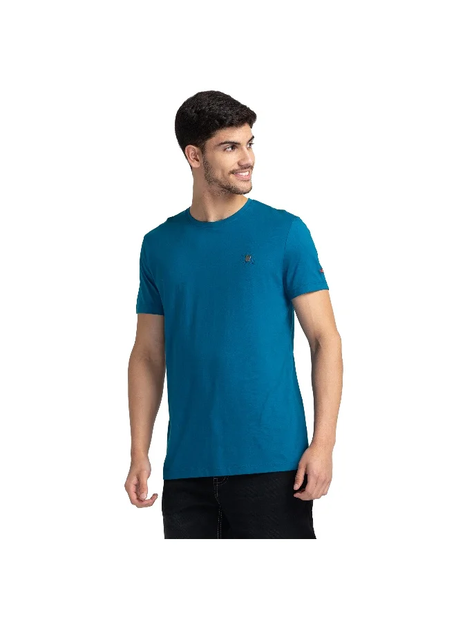 بيينغ هيومان Mens Turquoise Round Neck Short Sleeve T-Shirt