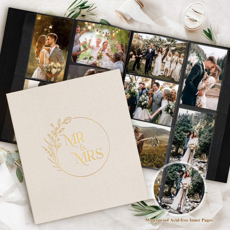 Lanpn Wedding Photo Album 4x6 600 Pockets, Large Capacity Newlywed Marriage Albums Linen Hardcover Slip in Holds 600 horizontal Vertical Photos (Beige) - Image 3