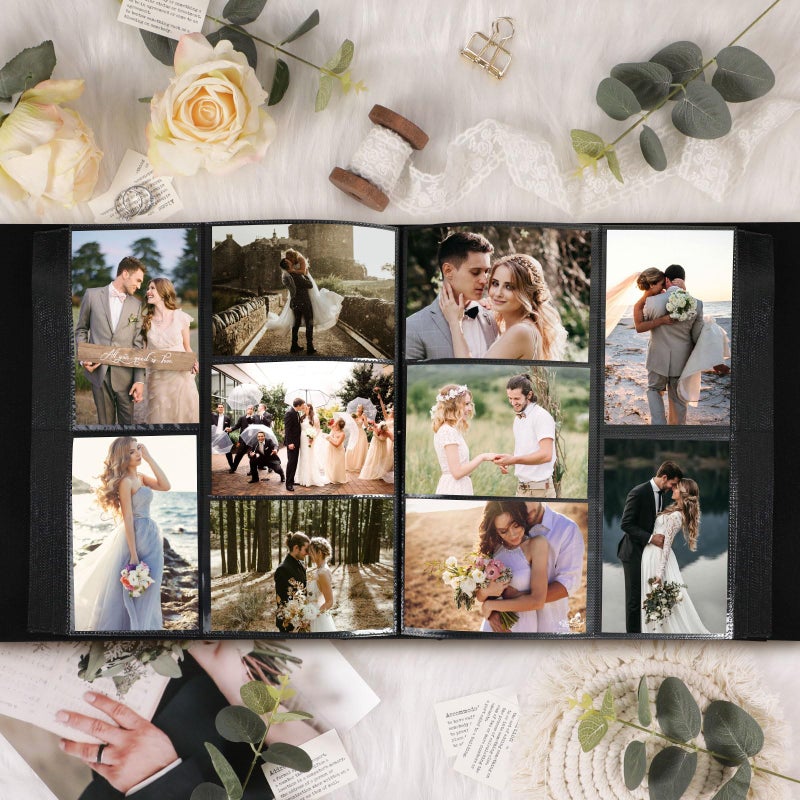 Lanpn Wedding Photo Album 4x6 600 Pockets, Large Capacity Newlywed Marriage Albums Linen Hardcover Slip in Holds 600 horizontal Vertical Photos (Beige) - Image 4