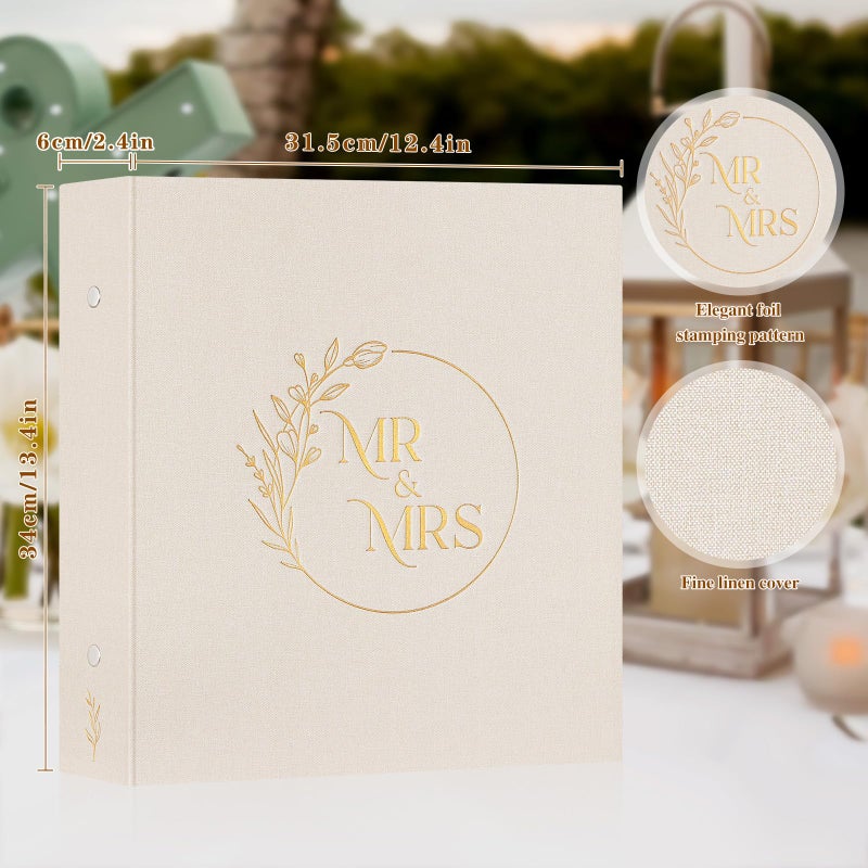 Lanpn Wedding Photo Album 4x6 600 Pockets, Large Capacity Newlywed Marriage Albums Linen Hardcover Slip in Holds 600 horizontal Vertical Photos (Beige) - Image 2