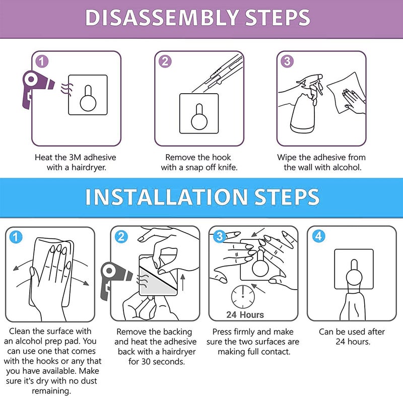 TECHBLAZE Self Adhesive Plastic Wall Hooks Heavy Duty Transparent Sticky Hanger with Stainless Hook for Hanging 10 Kg Max Waterproof Reusable Wall Hanger for Towel Bath Ceiling Hooks (Pack of 4) - Image 5