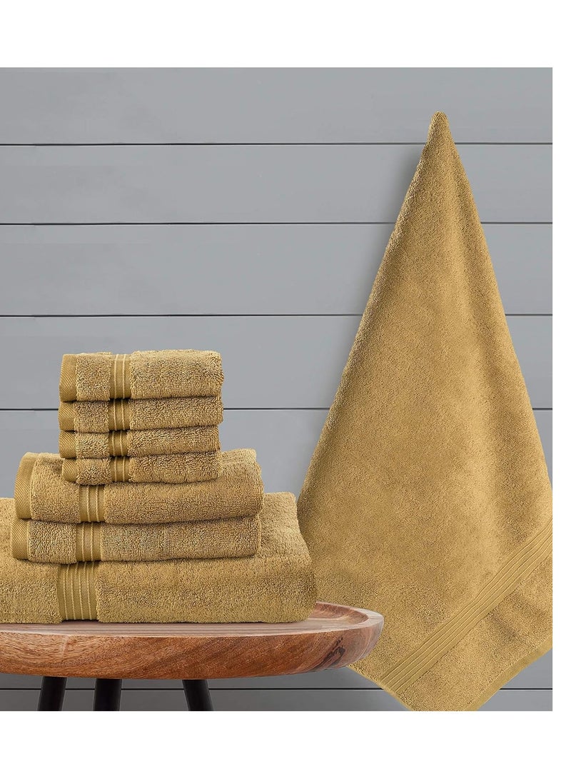 BLISS CASA 8 PIECE HIGHLY ABSORBENT 600 GSM HOTEL QUALITY TOWEL SET BEIGE - Image 2