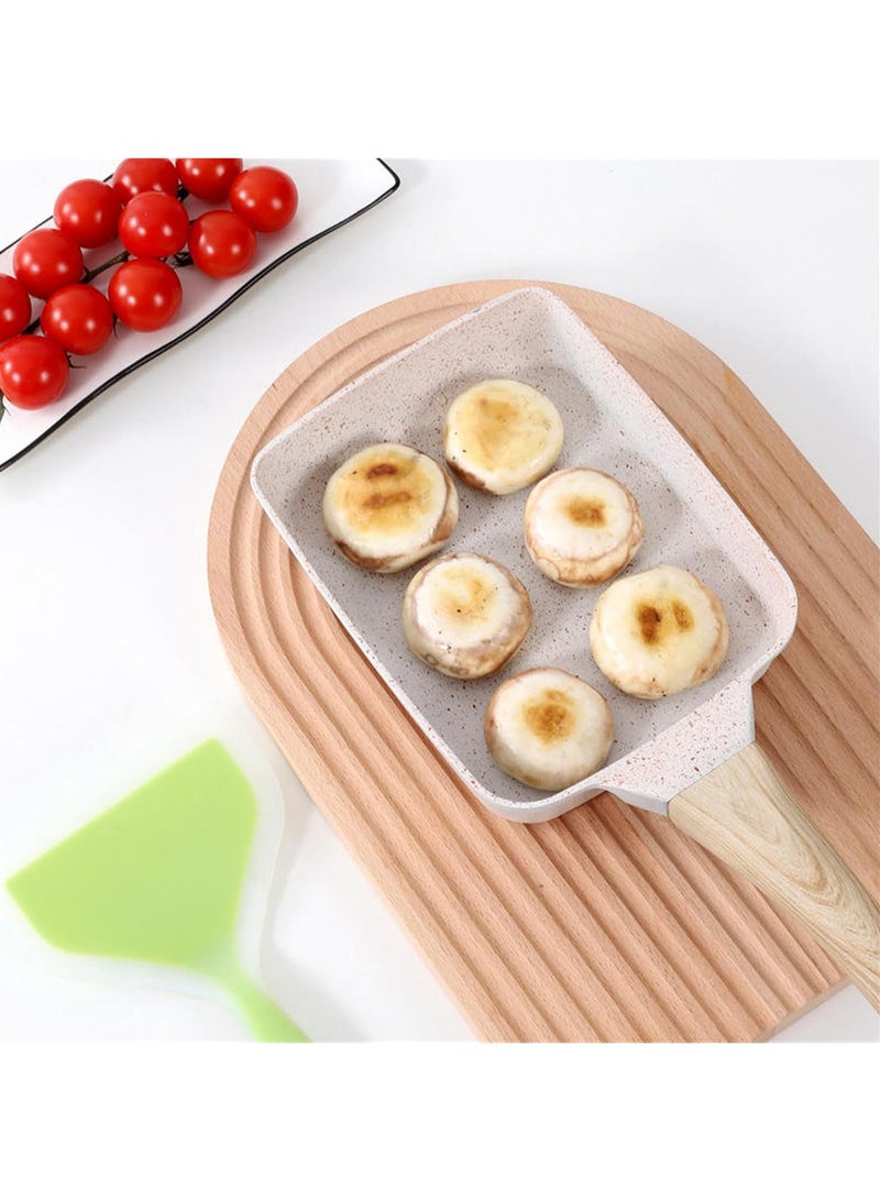 Omelette Pan Nonstick, Tamagoyaki Pan Egg Roll Pan, with Lid and Oil Brush - Omelette Pan - Tamago Pan - Omelet Pan - Small Egg Pan - Square Pan,White  - Image 3
