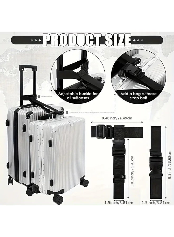 Luggage Connector Straps,Add a Bag Suitcase Strap Belt, Clip Link,Multi Adjustable 1.5" W Travel Attachment Accessories for Carry on Bag Stacker (Extended Size) - Image 2