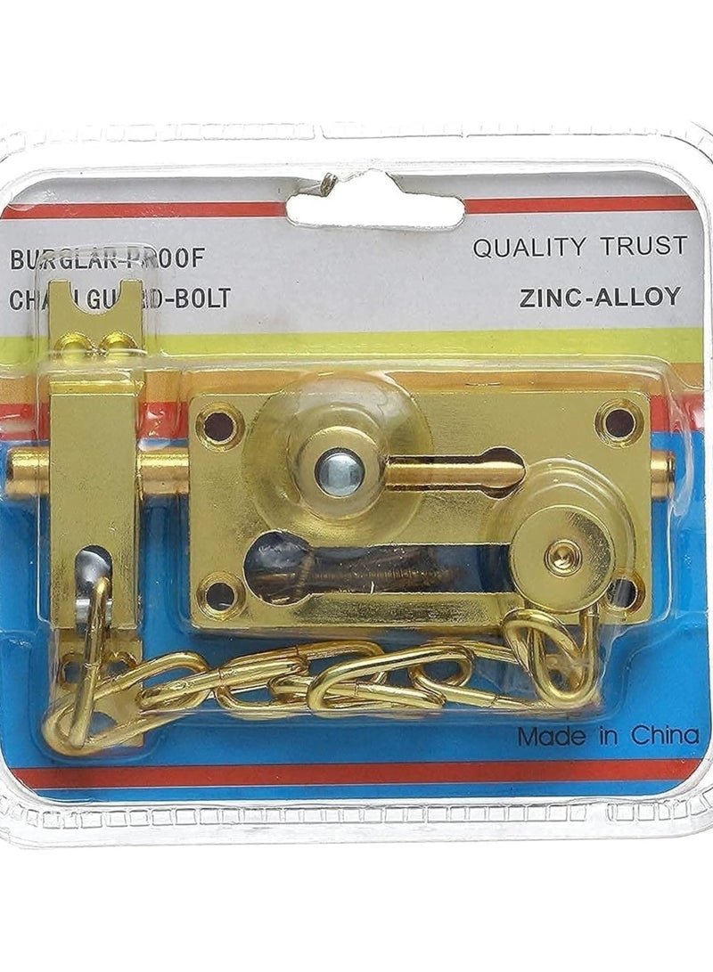Gold color metal apartment door handle that does not fade with a gold chain bolt  - Image 2