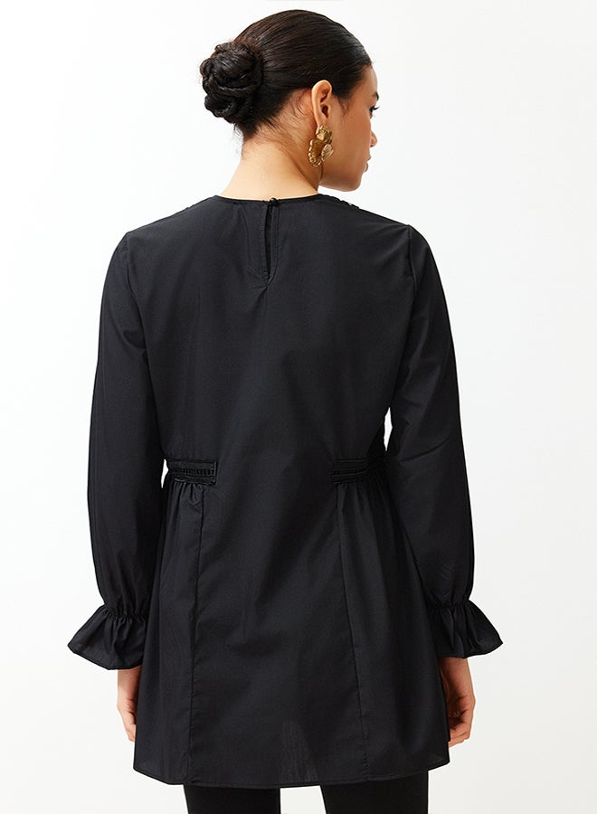 trendyol Black Collar Detailed Cotton Woven Tunic TCTSS24UK00001  - Image 4