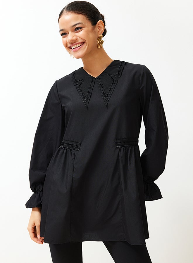 trendyol Black Collar Detailed Cotton Woven Tunic TCTSS24UK00001  - Image 2