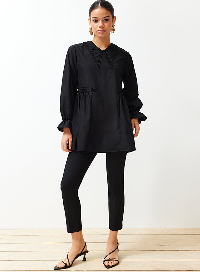 trendyol Black Collar Detailed Cotton Woven Tunic TCTSS24UK00001  - Image 1
