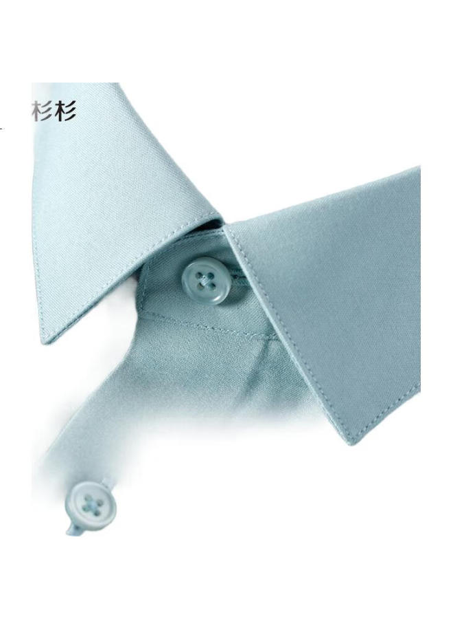 FIRS Men'S Long Sleeve Silk Shirt New Casual Business Wrinkle-Free Shirt Bean Green 42 - Image 1