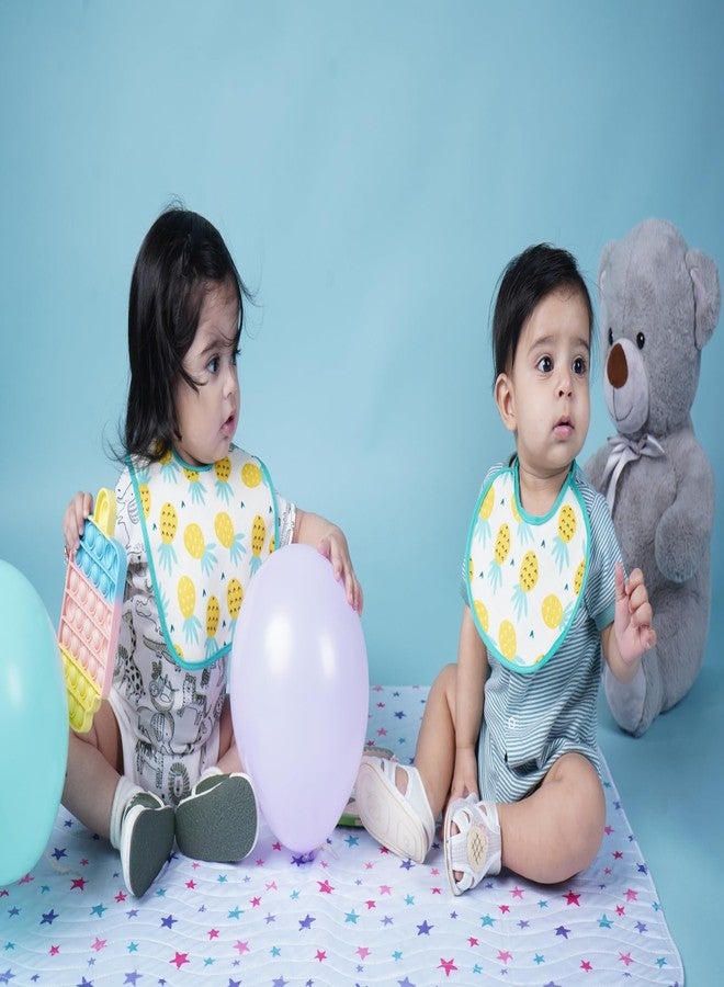 Happy Matty مرايل وأغطية تجشؤ للأطفال من هابي ماتي، سريعة الجفاف وقابلة للغسل، متعددة الألوان، مناسبة للأطفال من عمر 0-3 سنوات (صغيرة) (أناناس). - Image 3