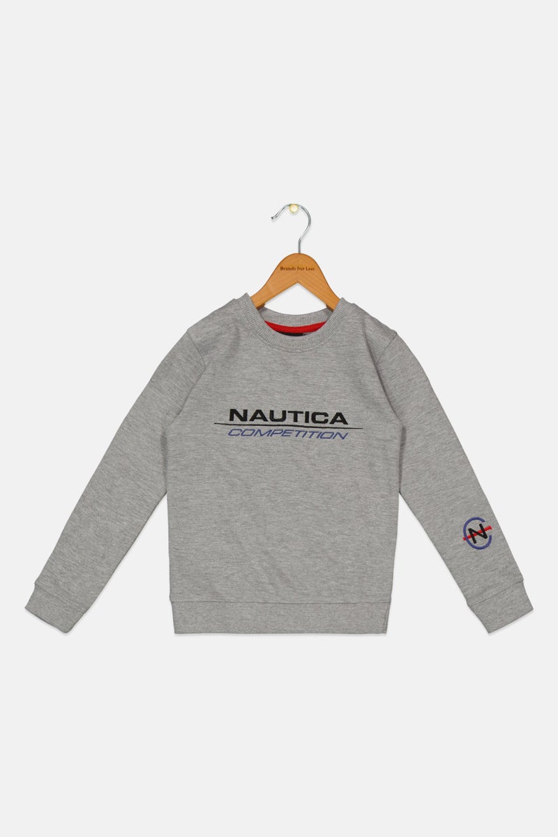 NAUTICA Toddlers Boy Embroidered Logo Sweatshirt, Grey - Image 1