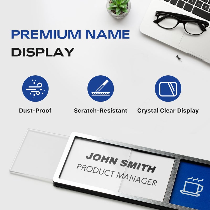 EliteSign Custom Office Door Signs, Name Plate with 6 Status Options, Do Not Disturb, In A Meeting, Out Of Office, Working Remotely, Please Knock, Back Soon, Personalized Privacy Busy Sign, Self-Printable, 8 x 2.4 inch - Image 2