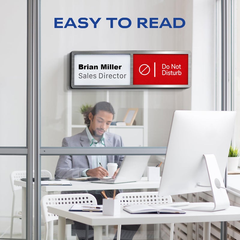 EliteSign Custom Office Door Signs, Name Plate with 6 Status Options, Do Not Disturb, In A Meeting, Out Of Office, Working Remotely, Please Knock, Back Soon, Personalized Privacy Busy Sign, Self-Printable, 8 x 2.4 inch - Image 3