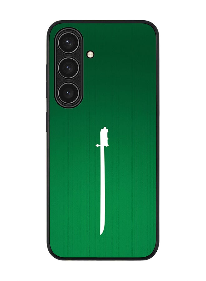 Stylizedd Rugged Black edge case for Samsung Galaxy S24 FE, Slim fit Soft Case Flexible Rubber Edges Anti Drop TPU Gel Thin Cover -  Sword Of Saudi - Image 1