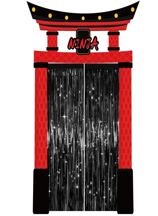 Bafeil 3 Pcs Ninja Birthday Party Porch Banner with Fringe Backdrop Curtains Warrior Theme Party Decorations Ninja Door Hanging Banner Party Supplies for Karate Master Birthday Photo Booth Props - Image 1