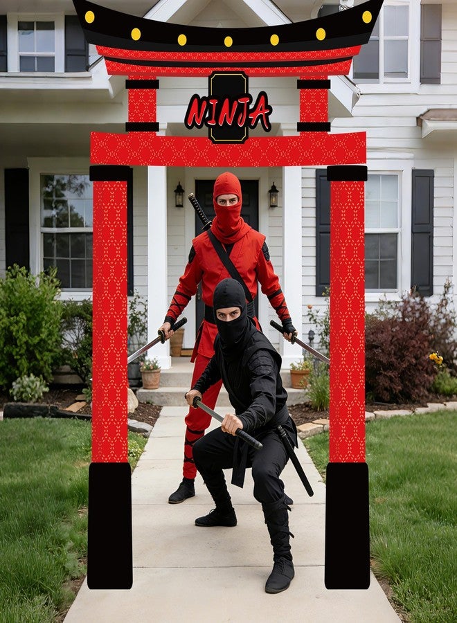 Bafeil 3 Pcs Ninja Birthday Party Porch Banner with Fringe Backdrop Curtains Warrior Theme Party Decorations Ninja Door Hanging Banner Party Supplies for Karate Master Birthday Photo Booth Props - Image 4
