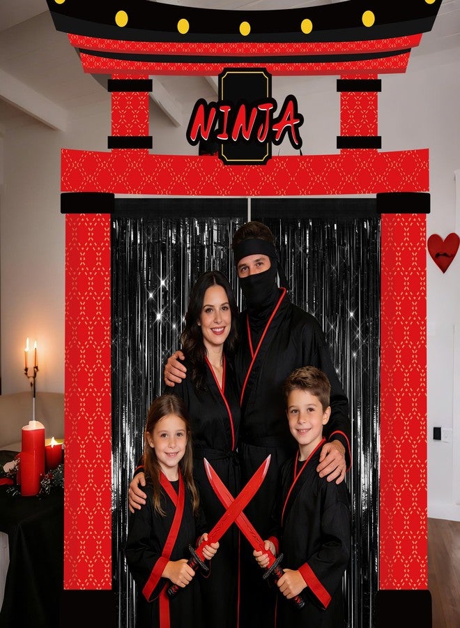 Bafeil 3 Pcs Ninja Birthday Party Porch Banner with Fringe Backdrop Curtains Warrior Theme Party Decorations Ninja Door Hanging Banner Party Supplies for Karate Master Birthday Photo Booth Props - Image 2