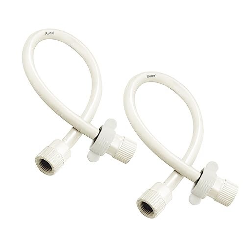 Ruhe® 18 Inches Connection Pipe | PTMT Heavy Duty Connection Pipe |White | Hose Pipe Suitable for Countertop Faucets| Pipe For Basins and Sinks, Geysers & Flush Tanks | Bathroom Accessories (Set Of 2) - Image 1