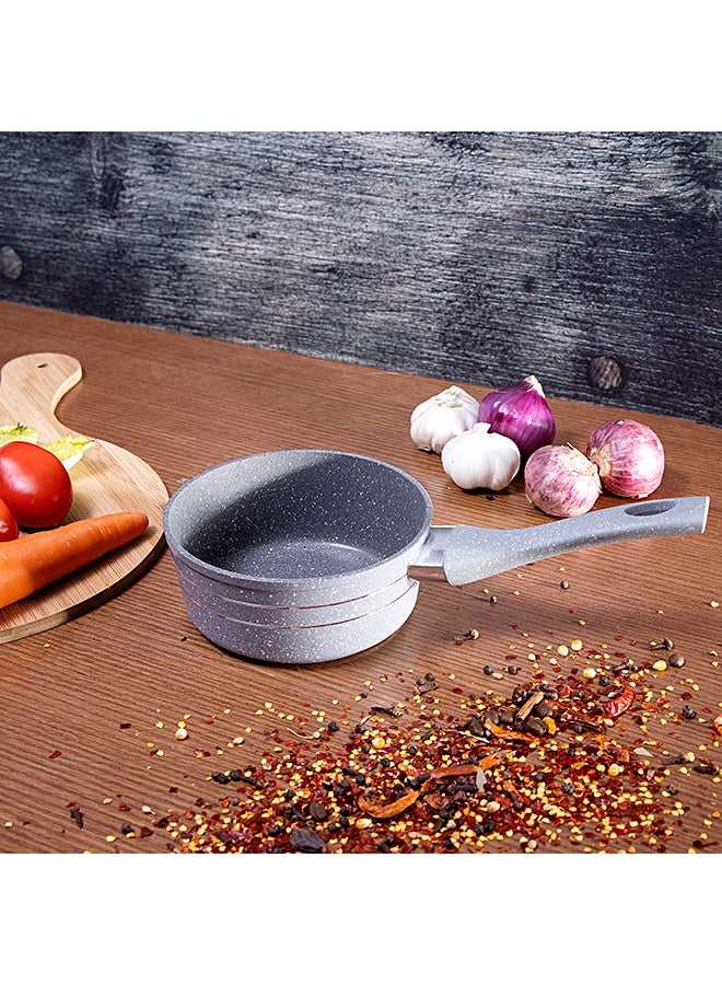 Royalford 18 CM Smart Granite Saucepan with Durable Marble Coating - High-Quality Forged Aluminium Construction, 5 Layer Durable Construction, Non-Stick Pan for Gas, Induction & Ceramic Hobs - 3.8MM Induction Bottom Grey 18x8.2cm - Image 3