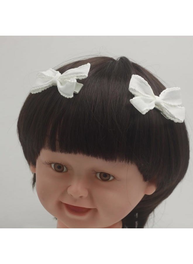 Nihao Baby 2Pcs Off White 2.7” Pigtail Hair Bows for Little Girl Summer Bow Spring Bow (M-off white hair clips)  - Image 5