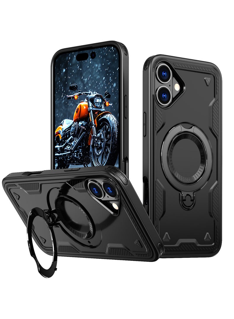 XLogiX for iPhone 16 | Armoured Case with Built-in Kickstand | Heavy-Duty Protection | Shockproof | Slim Design | Compatible with MagSafe Accessories, ArmourX Series - BLACK - Image 1