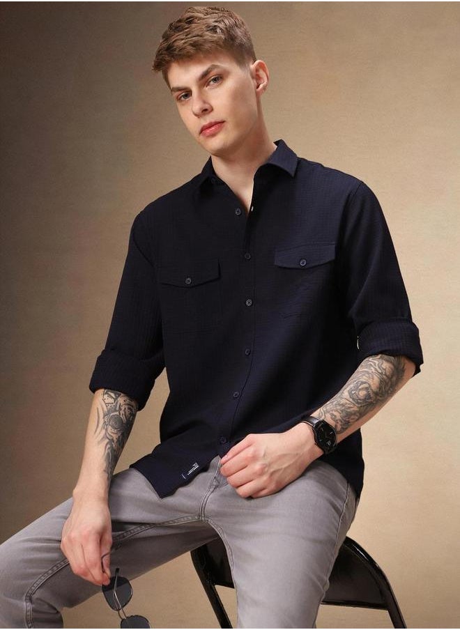 Dennis Lingo Button Down Collar Plain Relaxed Fit Casual Shirt by Styli  - Image 1