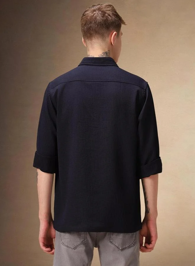 Dennis Lingo Dennis Lingo Button Down Collar Plain Relaxed Fit Casual Shirt