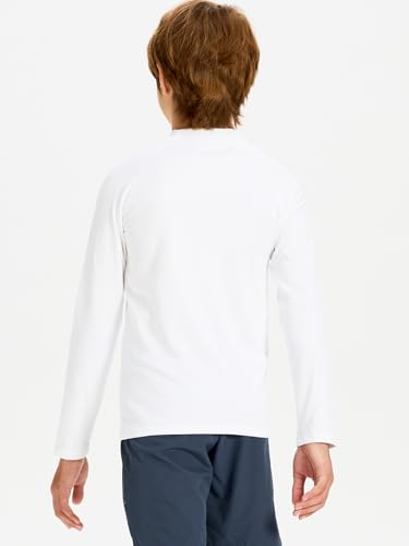 DEVOROPA Youth Boys Compression Thermal Shirts Long Sleeve Undershirt Fleece Baselayer Mock Top White L - Image 2