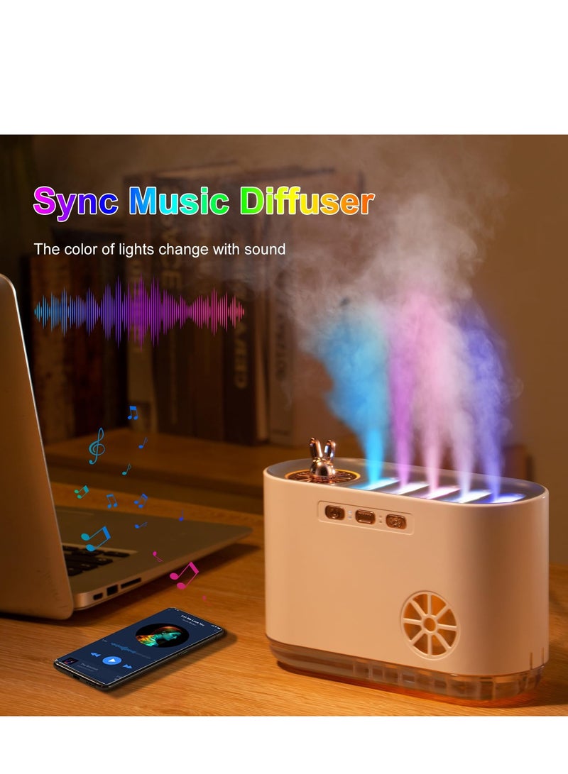 SYOSI Flame Essential Oil Diffusers, RGB Color Changing with Music Sync Aromatherapy Diffuser, 700ml Quiet Cool Mist Aroma Diffuser with 5 Hole Atomization - Image 4