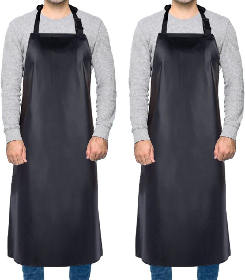 DEBIK® | 2 Pack PVC Waterproof & Dustproof Apron For Dishwashing, Coffee, Dog Grooming, Cleaning Fish, Project-Industrial Chemical Resistant Plastic| Front Pocket| Free Size| Unisex| Black - Image 1
