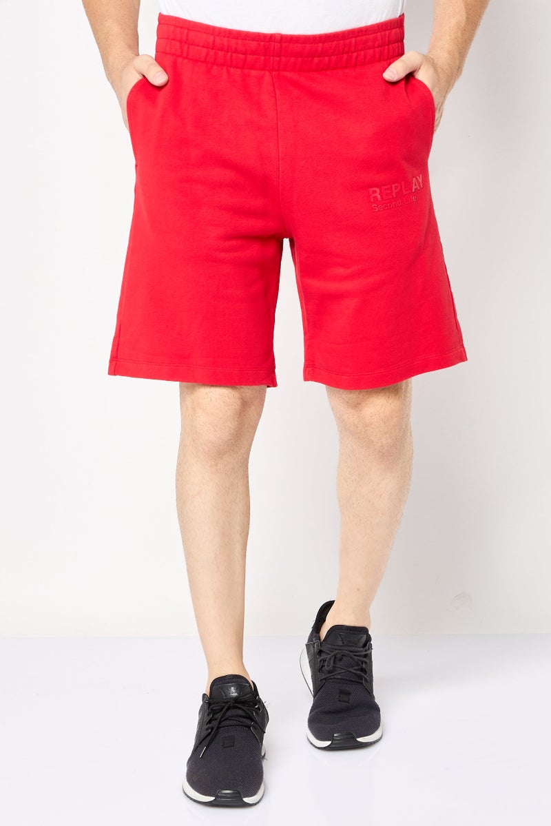 Replay Men Regular Fit Brand Logo Basic Shorts, Red - Image 1