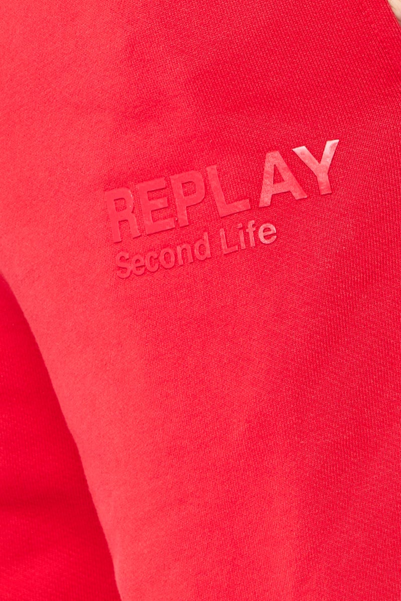 Replay Men Regular Fit Brand Logo Basic Shorts, Red - Image 3
