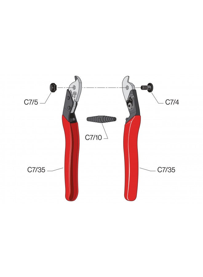 FELCO Felco Cable Cutter (F C3) - Felco Cable Cutter (F C7) - Heavy Duty Strength Steel Wire One-Hand Cable Cutter with Non-Slip Grip (7mm)  - Image 1
