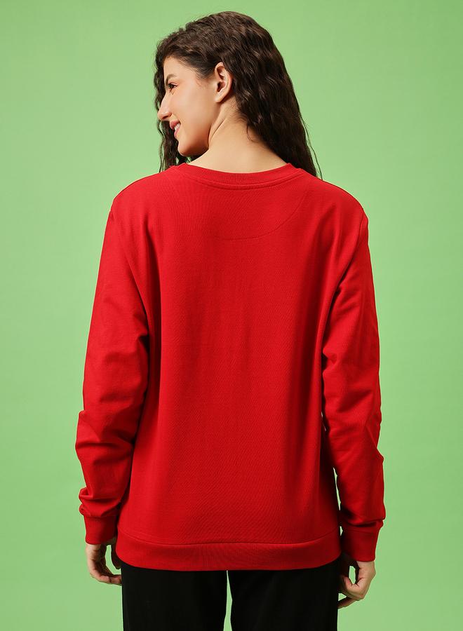 كلوفيا سويت شيرت قطن أحمر بطبعة جرافيك - Image 3