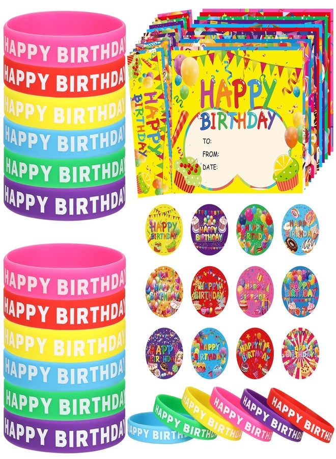 Honoson 108 Pcs Happy Birthday Certificates for Student Awards Happy Birthday Bookmark Rubber Wristband Stickers Back to School Classroom Supplies(Vivid) - Image 1