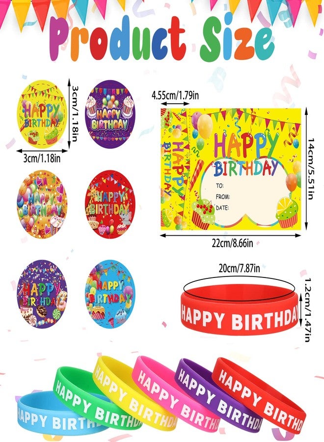 Honoson 108 Pcs Happy Birthday Certificates for Student Awards Happy Birthday Bookmark Rubber Wristband Stickers Back to School Classroom Supplies(Vivid) - Image 2