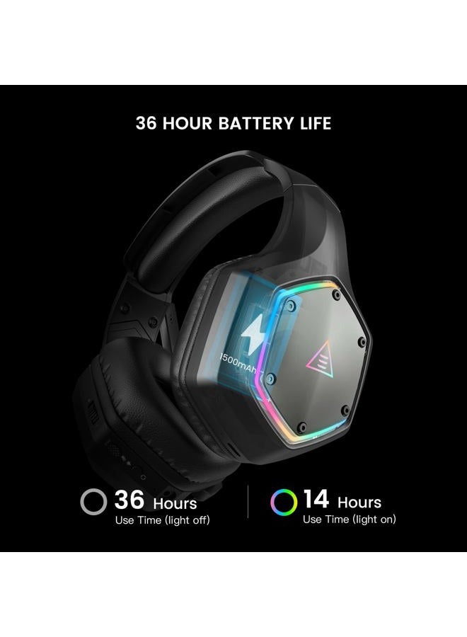EKSA Wireless Headset for PC PS4 PS5 Computer - 7.1 Surround Sound, AI Intelligent Noise Cancelling Microphone(ENC), Low Latency 2.4G USB Dongle, 36 Hour Battery, Game/Music Mode, RGB Light - Image 5