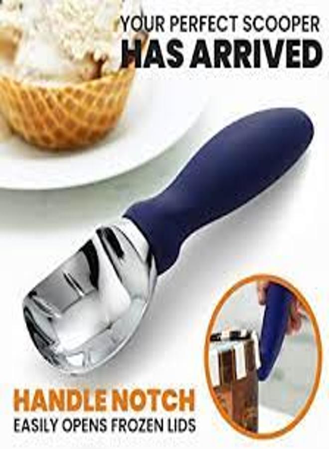 Polished Stainless Steel Ice Cream Scoop with Silicone Handle - Ideal for Ice Cream, Mashed Potatoes, and Watermelon - KataKeet Store