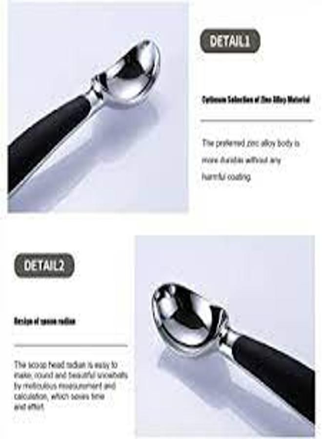 Polished Stainless Steel Ice Cream Scoop with Silicone Handle - Ideal for Ice Cream, Mashed Potatoes, and Watermelon - KataKeet Store