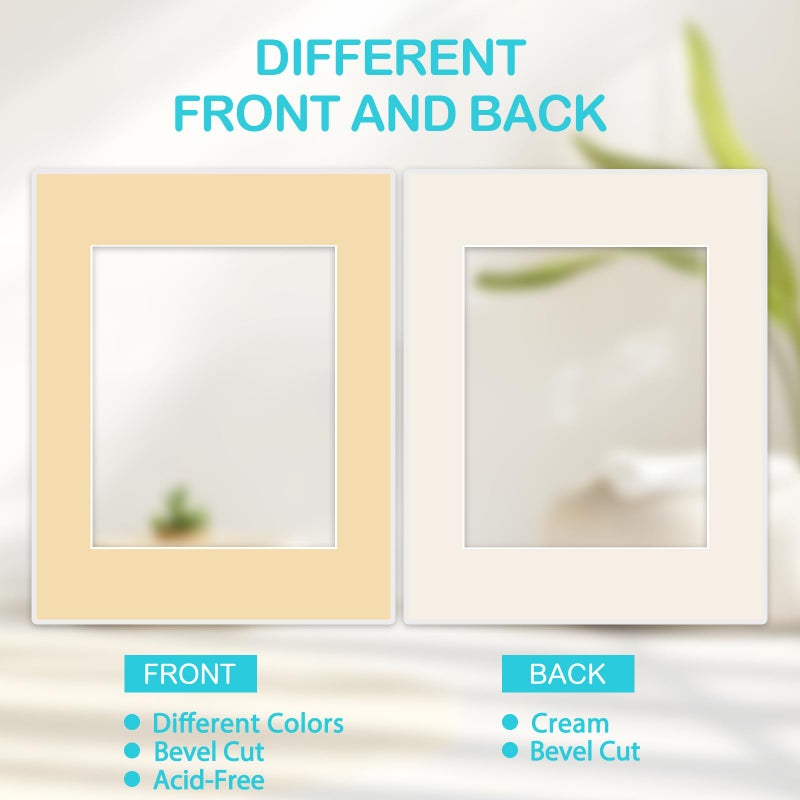Prudiut 15 Pack 8x10 Picture Mats, Mixed Colors Frame Mattes for 5x7 Pictures Photo Frame Mat Core Bevel Cut Mat Board Show Kit for Photos, Prints, Artworks - Image 5