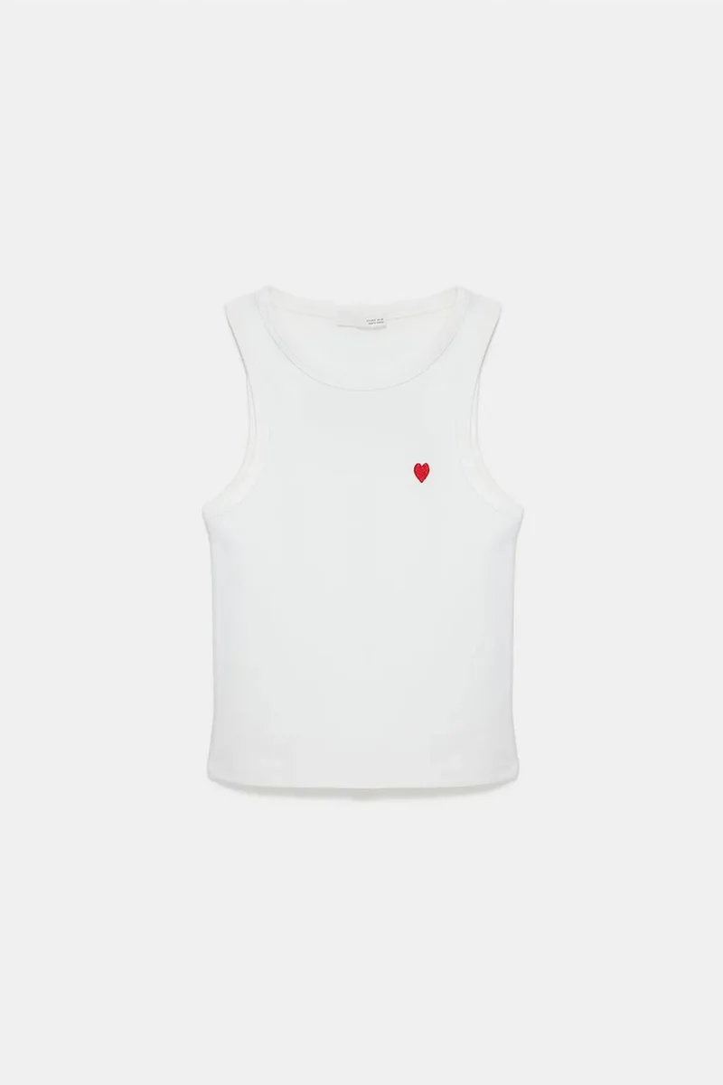 Dilvin Dusty White DILVIN Embroidered Sleeveless Slim-Fit Jersey Blouse for Women | Best Price UAE
