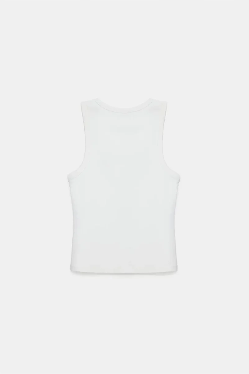 Dilvin Dusty White DILVIN Embroidered Sleeveless Slim-Fit Jersey Blouse for Women | Best Price UAE