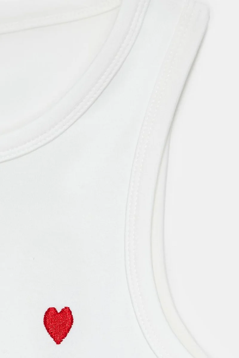 Dilvin Dusty White DILVIN Embroidered Sleeveless Slim-Fit Jersey Blouse for Women | Best Price UAE