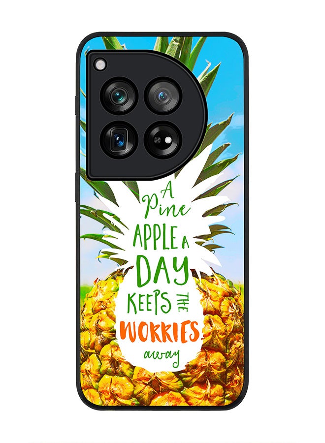 Stylizedd Rugged Black Edge Case for OnePlus 12, Slim fit Soft Case Flexible Rubber Edges Anti Drop TPU Gel Thin Cover -  Pineapple A Day - Image 1